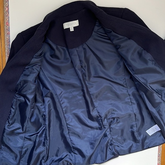4P Talbots Navy Blue Cotton Knit Blazer Nautical Buttons Fully Lined w/ Pockets - Picture 7 of 11